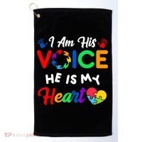 I Am His Voice He Is My Heart Autism Awareness Golf Towel thumb 0