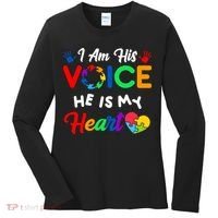 I Am His Voice He Is My Heart Autism Awareness Women's Long Sleeve Shirt thumb 0