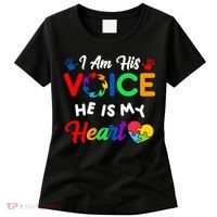 I Am His Voice He Is My Heart Autism Awareness Women's T-Shirt thumb 0