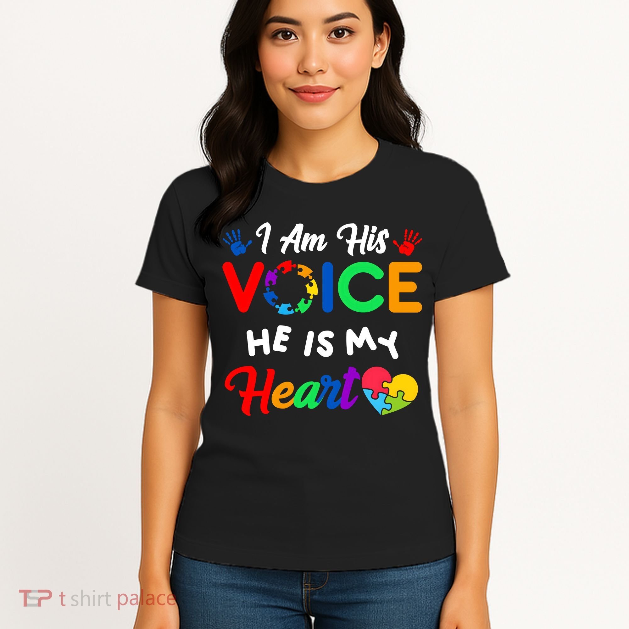 I Am His Voice He Is My Heart Autism Awareness Women's T-Shirt