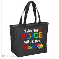 I Am His Voice He Is My Heart Autism Awareness Tote Bag thumb 2