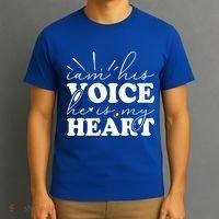 I Am His Voice He Is My Heart Autism Awareness T-Shirt thumb 3