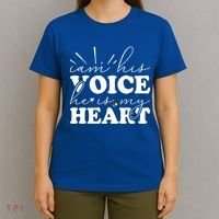 I Am His Voice He Is My Heart Autism Awareness T-Shirt thumb 4