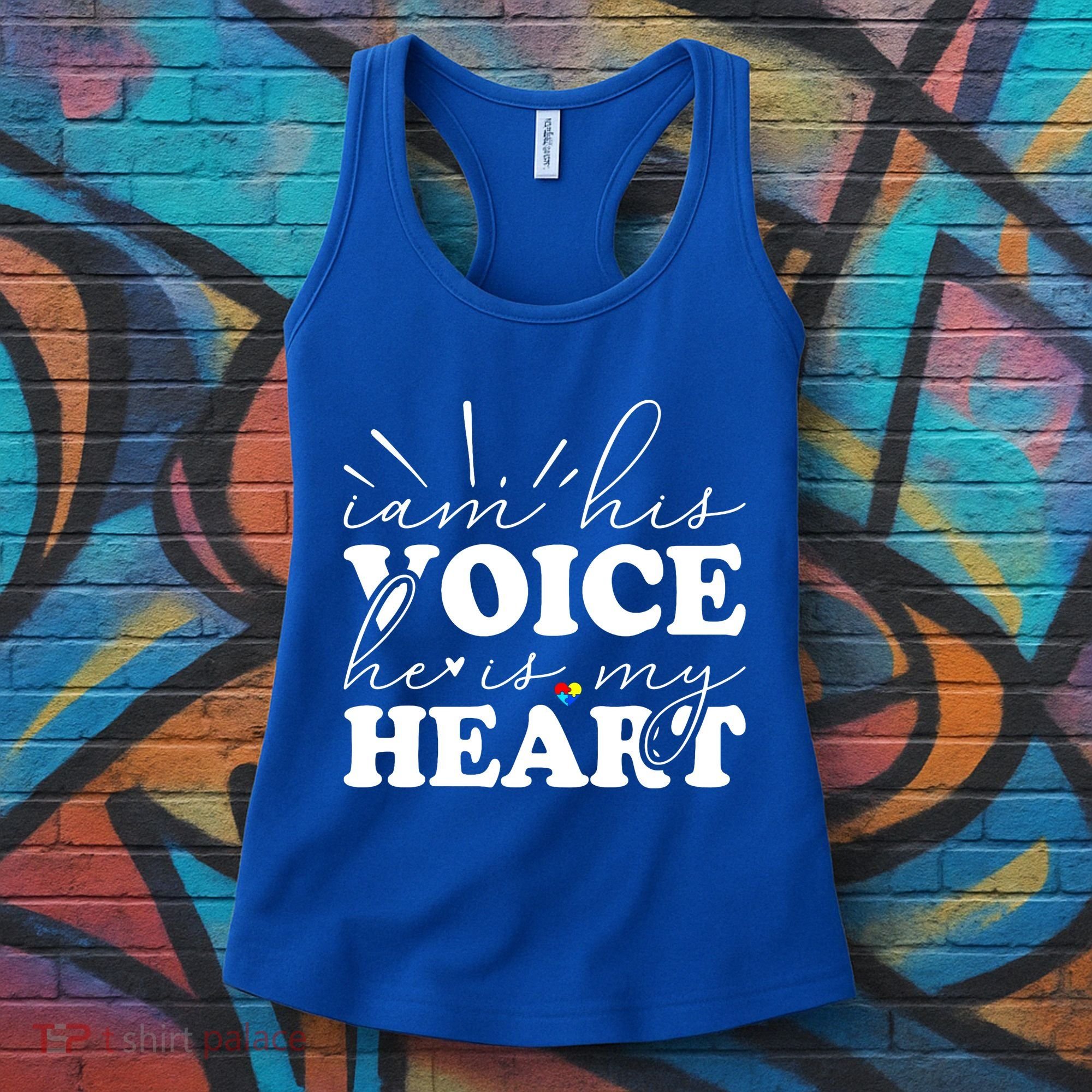 I Am His Voice He Is My Heart Autism Awareness Women's Tank Top