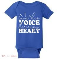 I Am His Voice He Is My Heart Autism Awareness Baby Bodysuit thumb 0