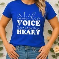 I Am His Voice He Is My Heart Autism Awareness Women's T-Shirt thumb 2