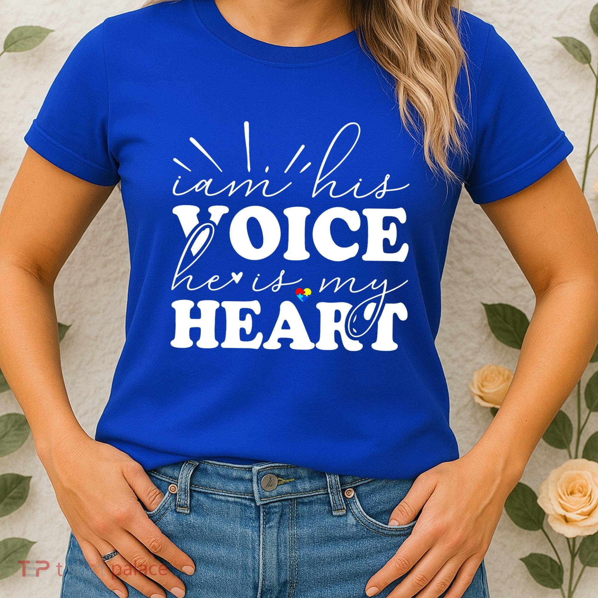 I Am His Voice He Is My Heart Autism Awareness Women's T-Shirt