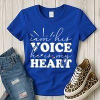 I Am His Voice He Is My Heart Autism Awareness Women's T-Shirt thumb 3