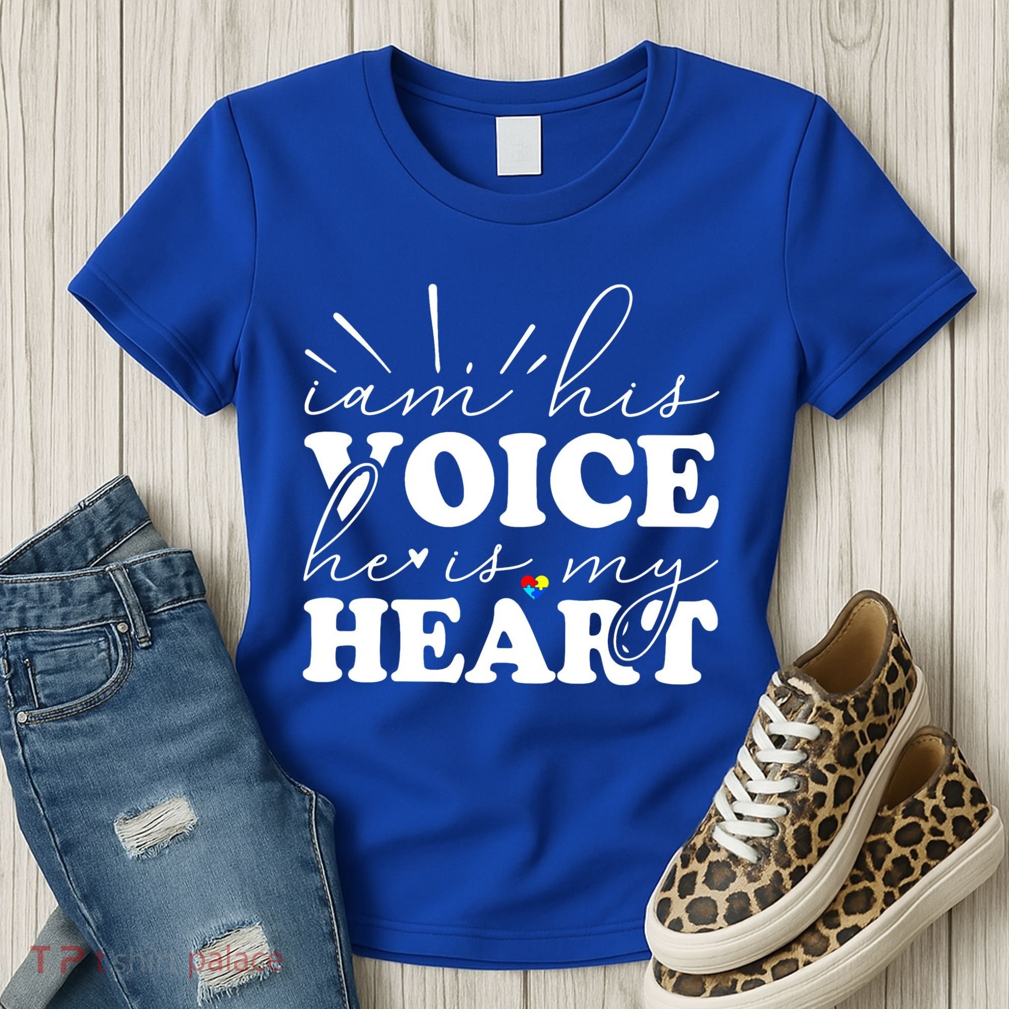 I Am His Voice He Is My Heart Autism Awareness Women's T-Shirt