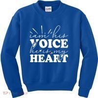 I Am His Voice He Is My Heart Autism Awareness Kids Sweatshirt thumb 0