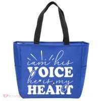 I Am His Voice He Is My Heart Autism Awareness Tote Bag thumb 0