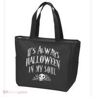 Its Always Halloween in my Soul Cute Spooky Skull Meme Quote Tote Bag thumb 3
