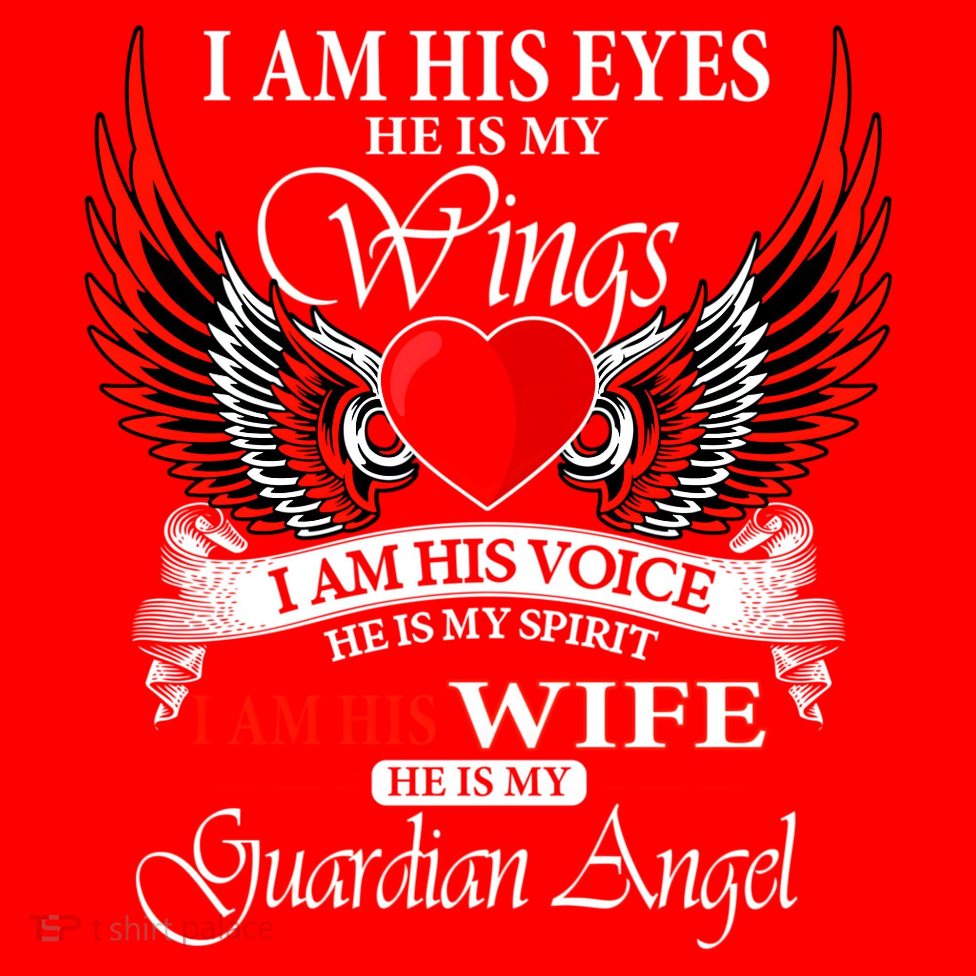I Am His Wife He Is My Guardian Angel For Wife Lost Husband Gift Santa Hat