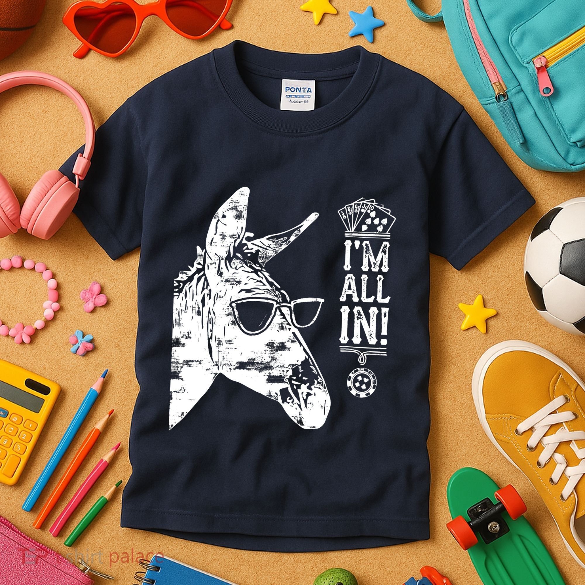 I'm All In Funny Poker Donkey Kids T-Shirt