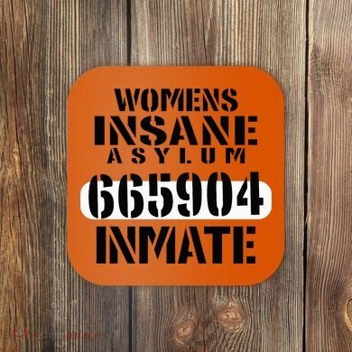 Insane Asylum Inmate With Numbers Halloween Coaster