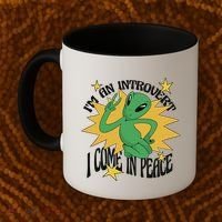 I'm An Introvert I Come In Peace Alien Coffee Mug thumb 2