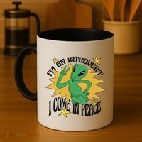I'm An Introvert I Come In Peace Alien Coffee Mug thumb 4