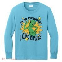 I'm An Introvert I Come In Peace Alien Kids Long Sleeve Shirt thumb 0