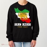 IRAN AZADI Iran Flag Map Lion Sun Sword Free Iran Revolution Women's Sweatshirt thumb 0