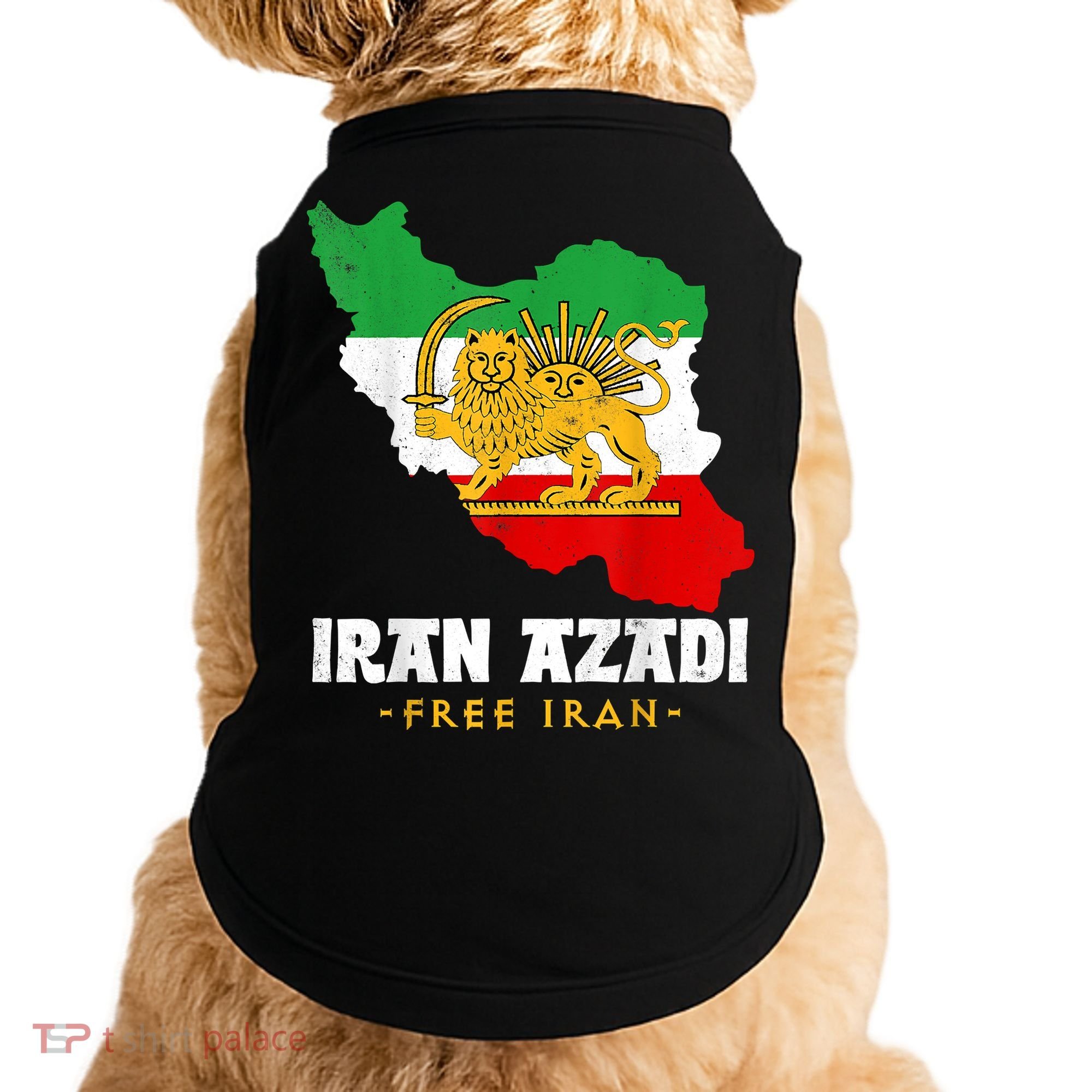 IRAN AZADI Iran Flag Map Lion Sun Sword Free Iran Revolution Doggie Tank