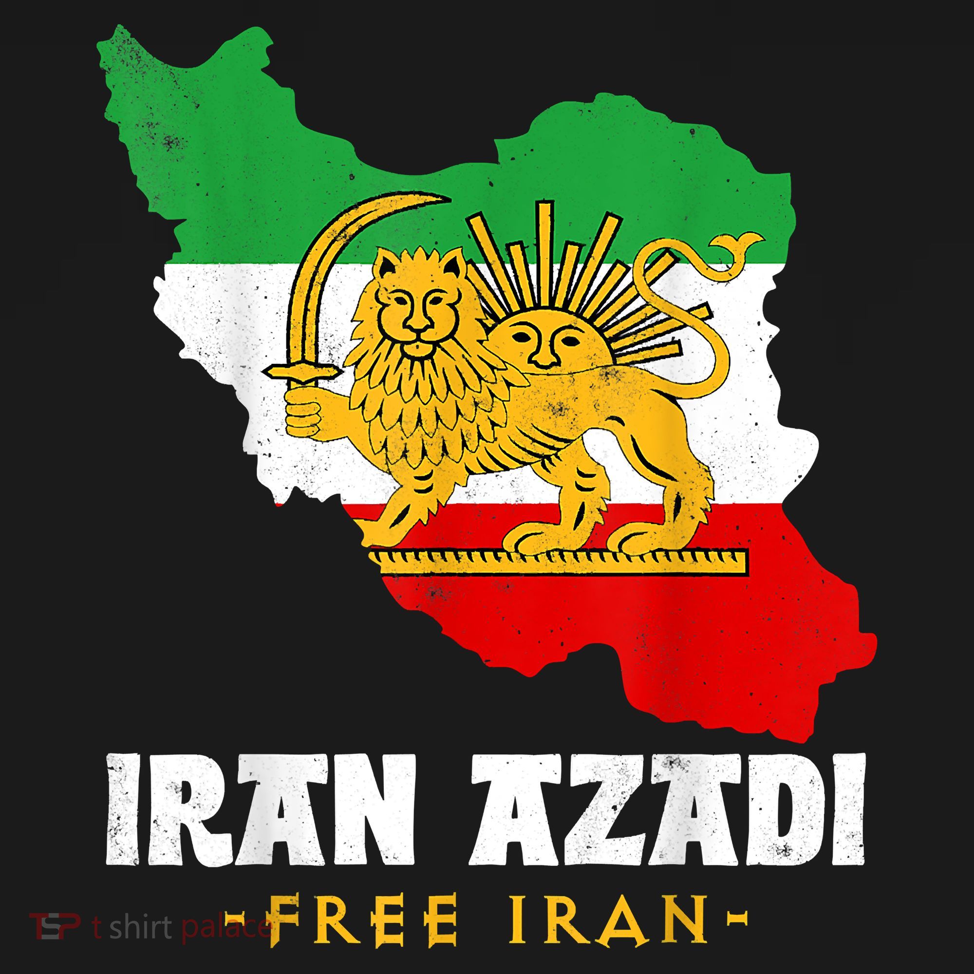 IRAN AZADI Iran Flag Map Lion Sun Sword Free Iran Revolution Long Sleeve Shirt