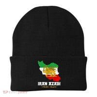 IRAN AZADI Iran Flag Map Lion Sun Sword Free Iran Revolution Beanie thumb 0