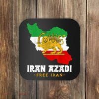 IRAN AZADI Iran Flag Map Lion Sun Sword Free Iran Revolution Coaster thumb 0