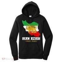 IRAN AZADI Iran Flag Map Lion Sun Sword Free Iran Revolution Women's Hoodie thumb 0