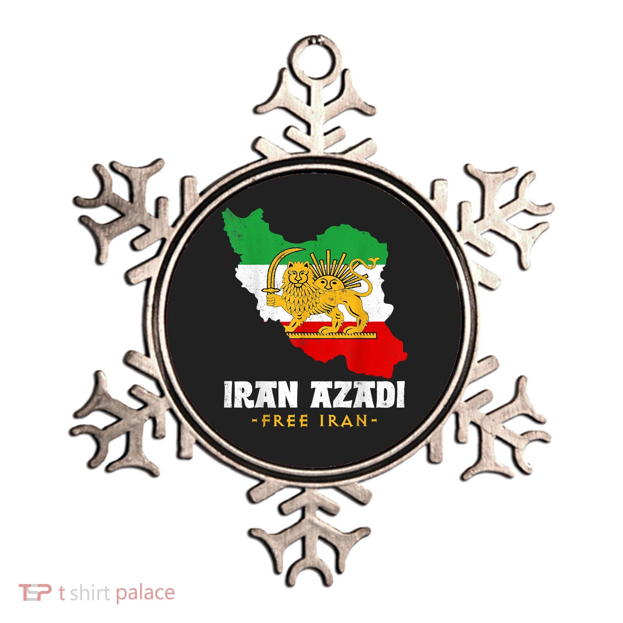 IRAN AZADI Iran Flag Map Lion Sun Sword Free Iran Revolution Ornament