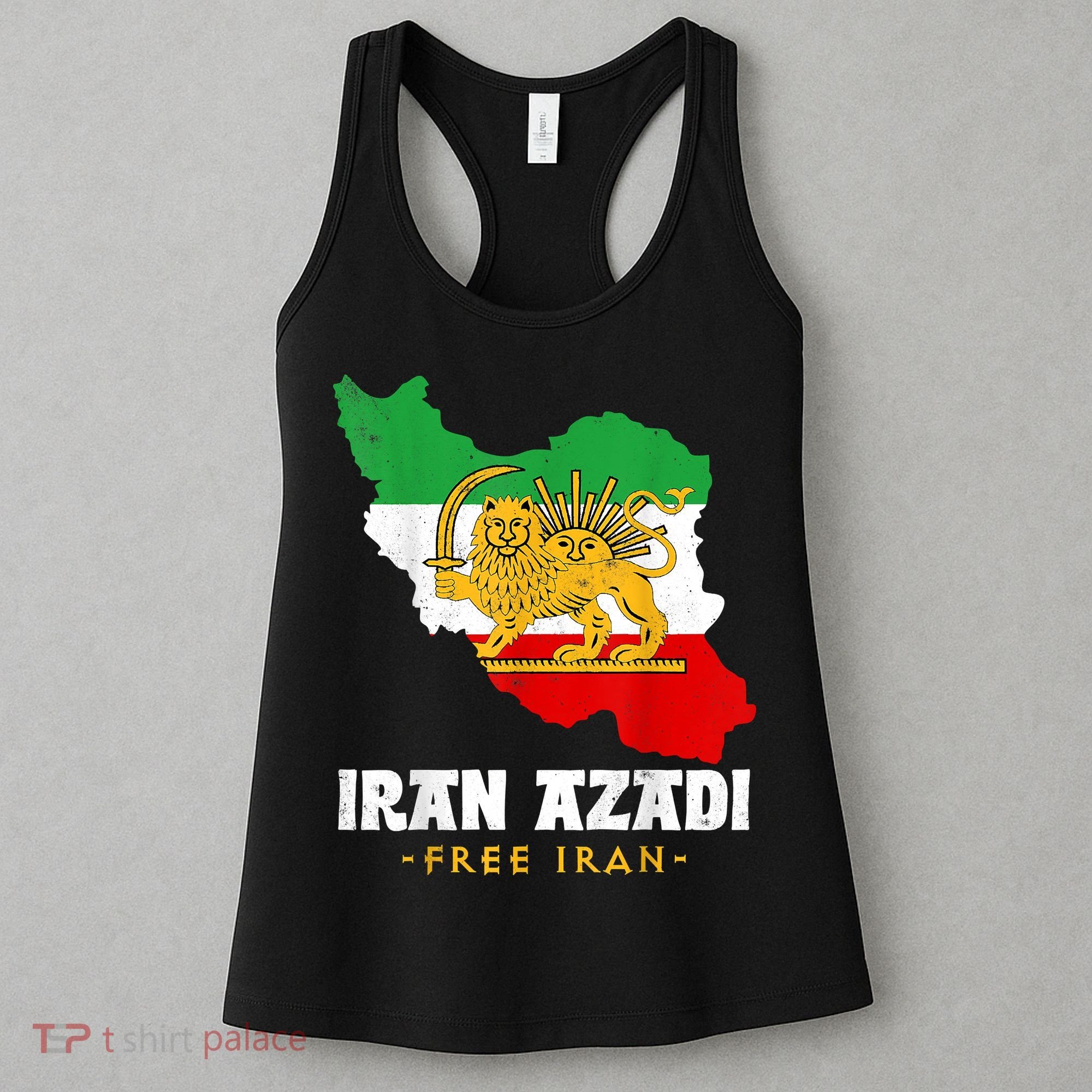 IRAN AZADI Iran Flag Map Lion Sun Sword Free Iran Revolution Women's Tank Top