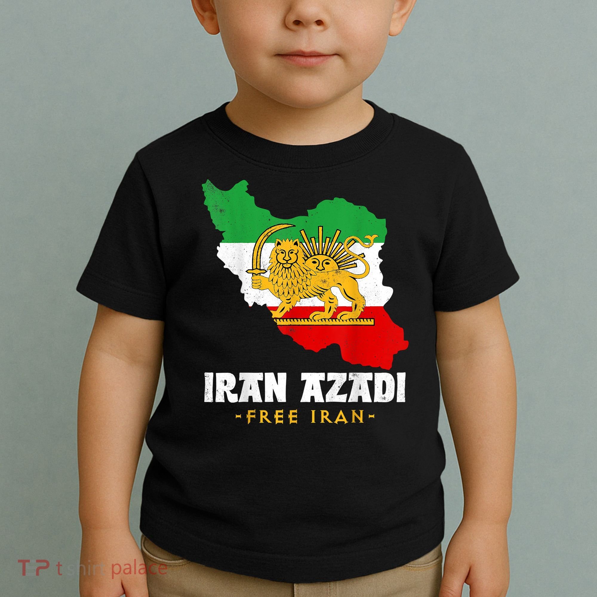 IRAN AZADI Iran Flag Map Lion Sun Sword Free Iran Revolution Toddler T-Shirt
