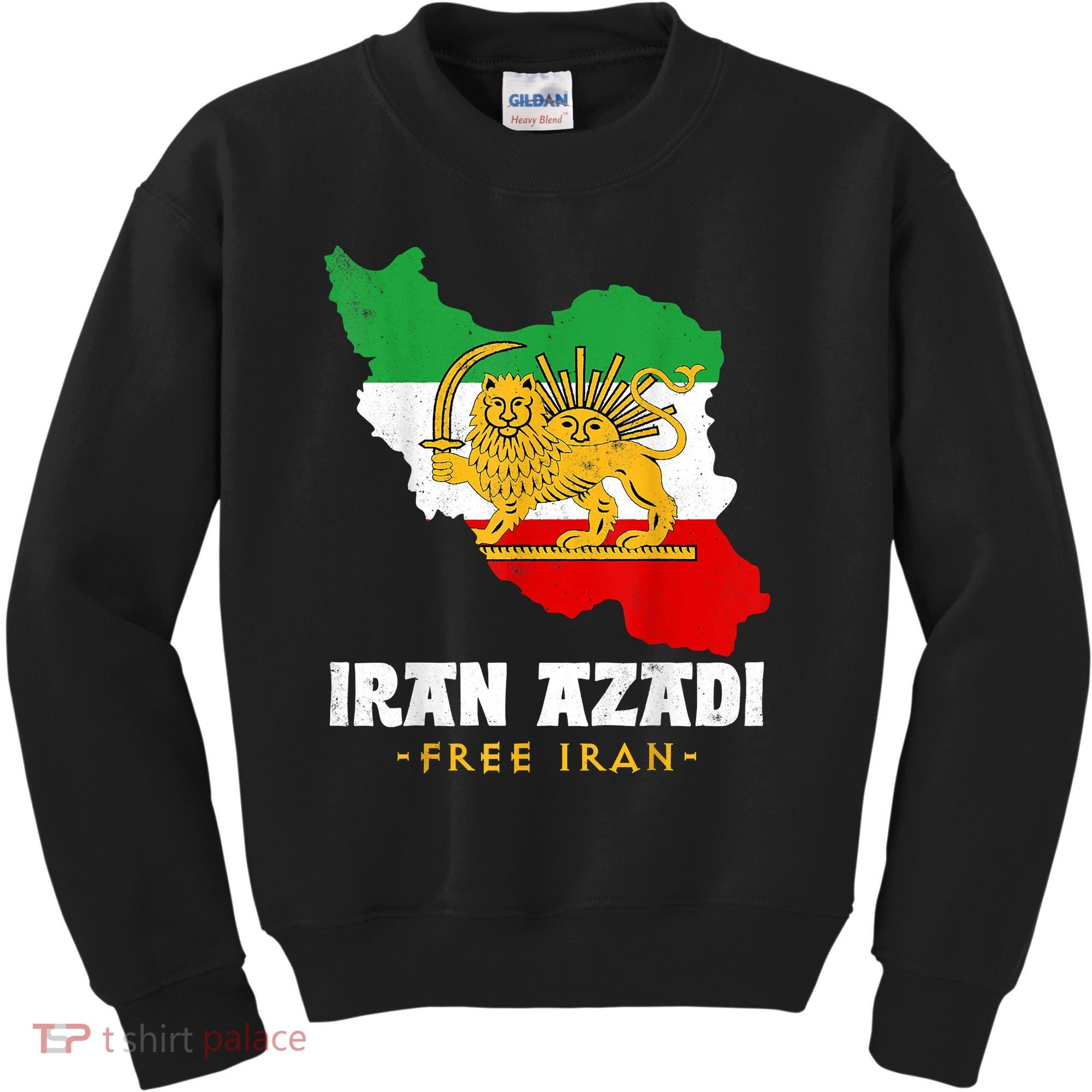 IRAN AZADI Iran Flag Map Lion Sun Sword Free Iran Revolution Kids Sweatshirt