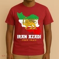 IRAN AZADI Iran Flag Map Lion Sun Sword Free Iran Revolution T-Shirt thumb 3