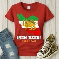 IRAN AZADI Iran Flag Map Lion Sun Sword Free Iran Revolution Women's T-Shirt thumb 3