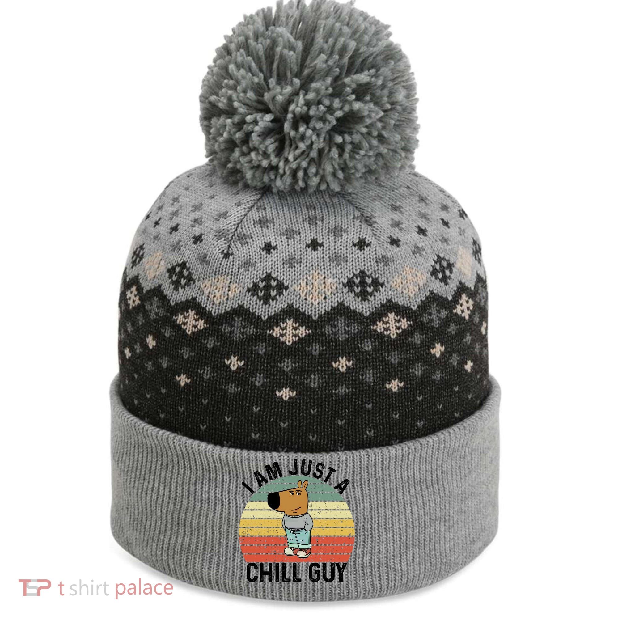 I Am Just A Chill Guy Chillguy Fun Meme Chillin The Baniff Cuffed Pom Beanie