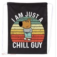 I Am Just A Chill Guy Chillguy Fun Meme Chillin Drawstring Bag thumb 0