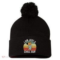 I Am Just A Chill Guy Chillguy Fun Meme Chillin Pom Pom 12in Knit Beanie thumb 0