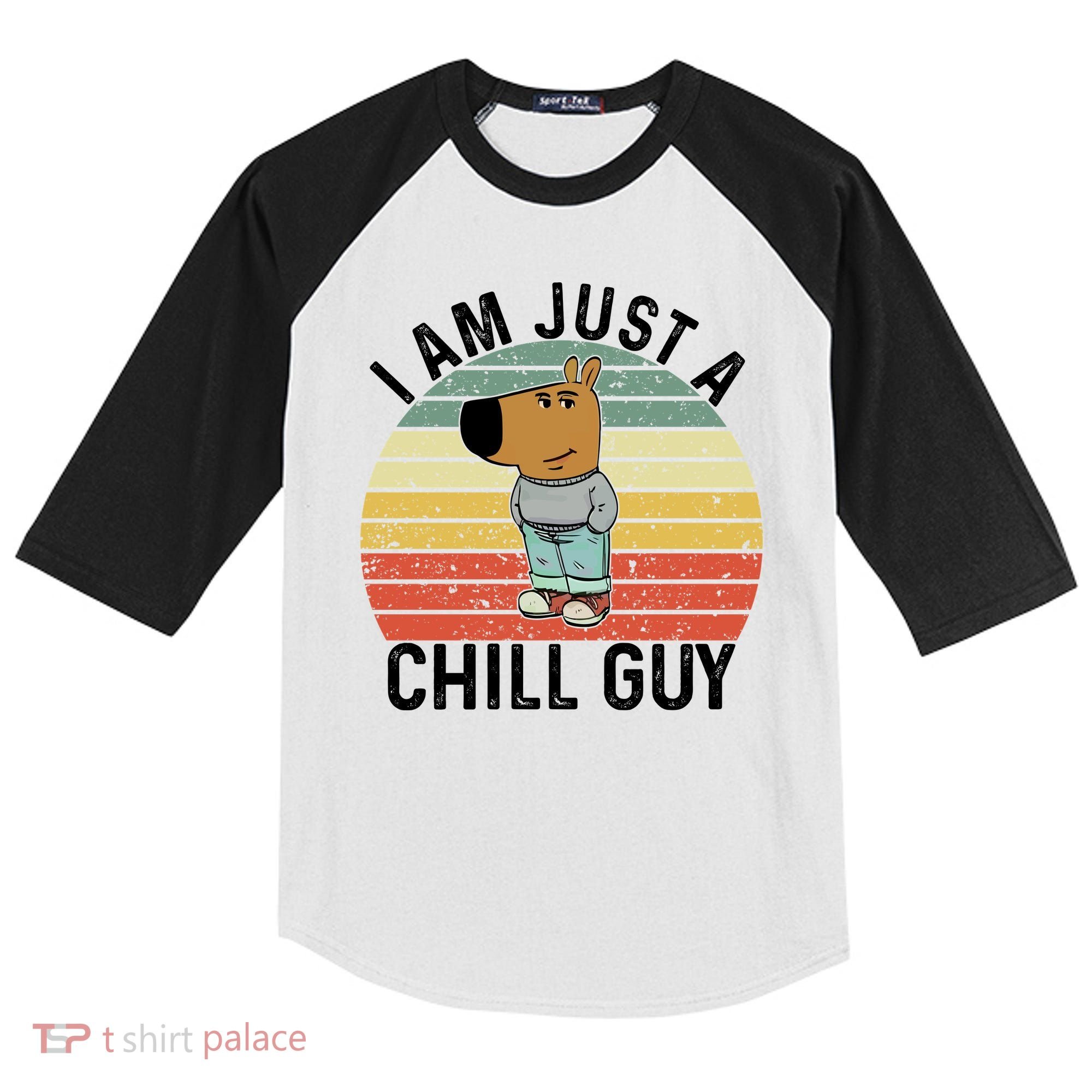 I Am Just A Chill Guy Chillguy Fun Meme Chillin Kids Colorblock Raglan Jersey