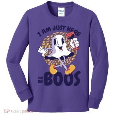 I Am Just Here For The Boos Ghost Kids Long Sleeve Shirt