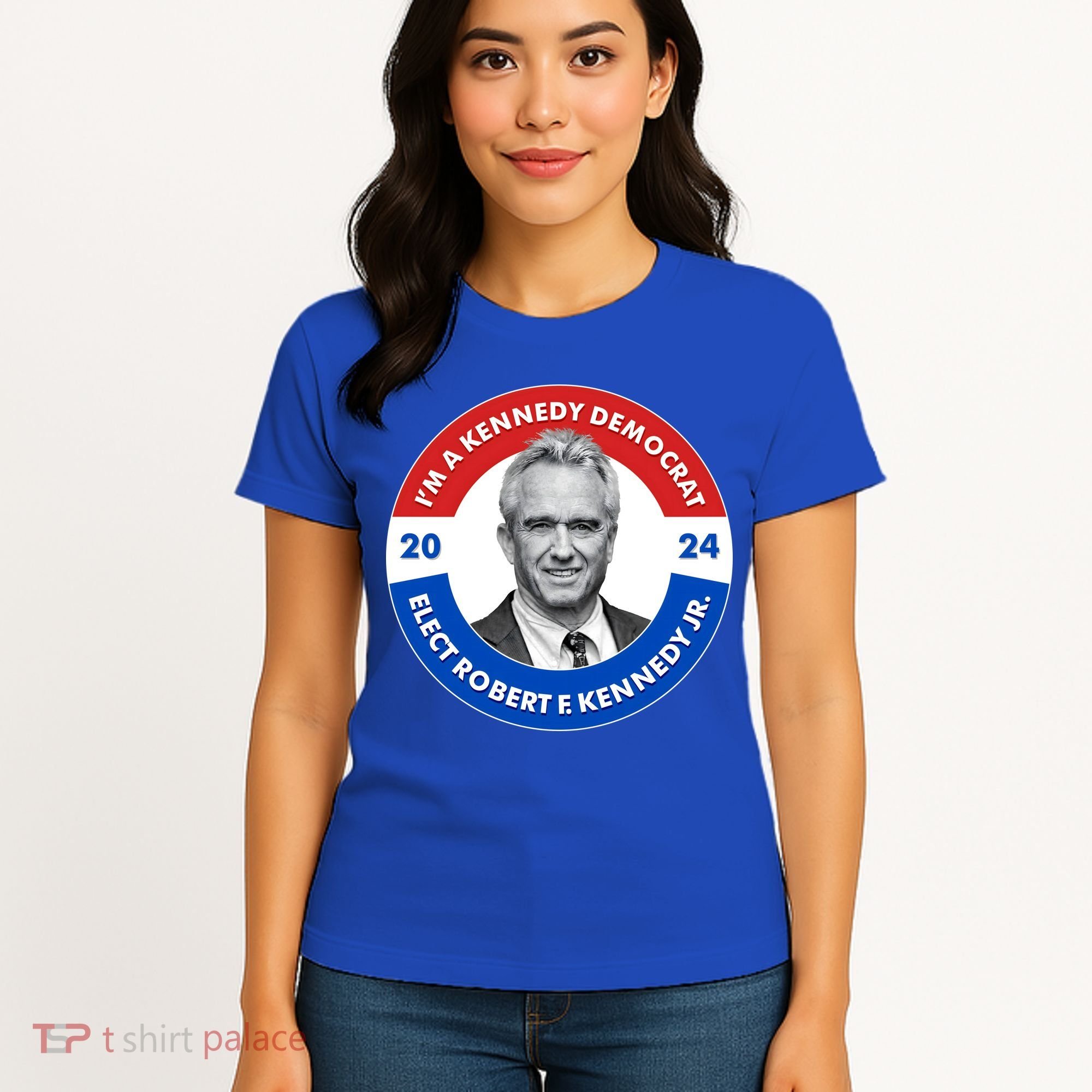 Im A Kennedy Democrat Elect Robert F Kennedy Jr For President Emblem Button Women's T-Shirt