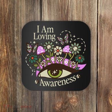 I Am Loving Awareness Ram Dass Mantra Mandala Coaster