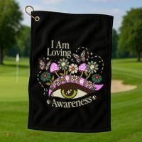 I Am Loving Awareness Ram Dass Mantra Mandala Golf Towel thumb 1