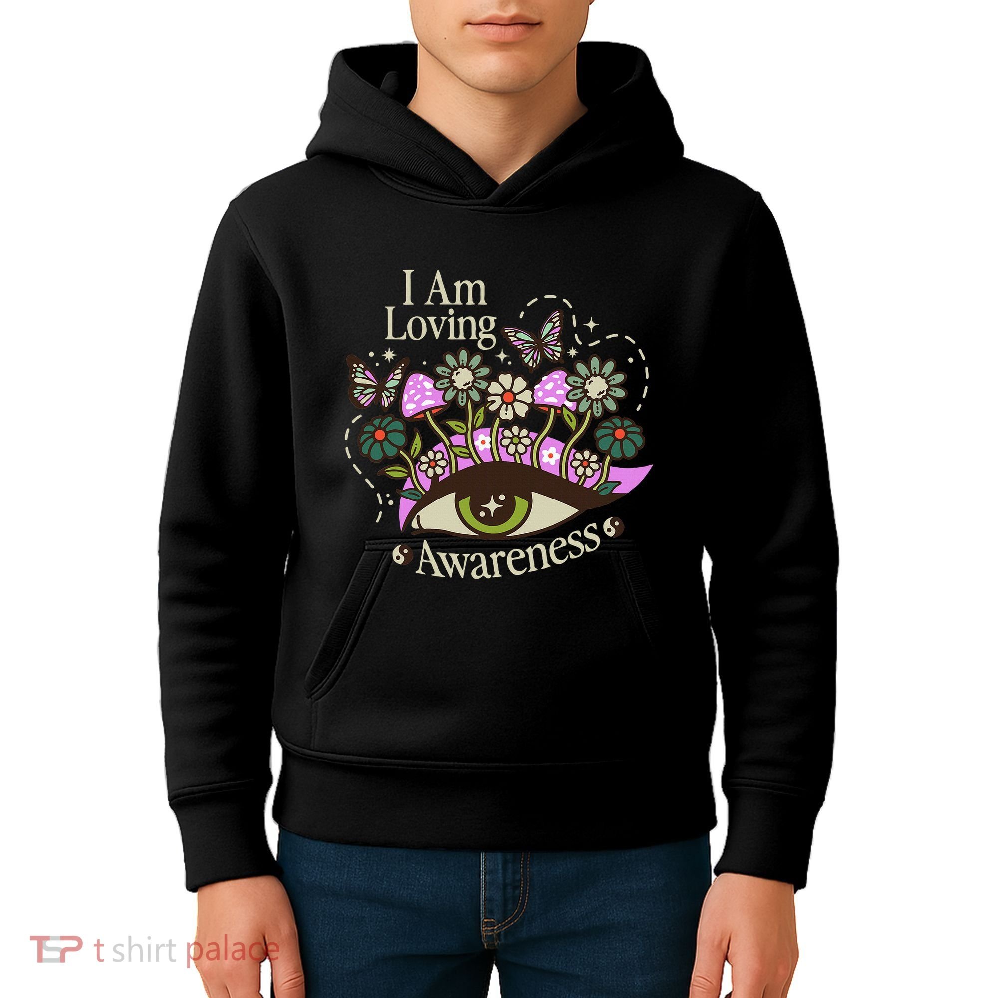 I Am Loving Awareness Ram Dass Mantra Mandala Kids Hoodie