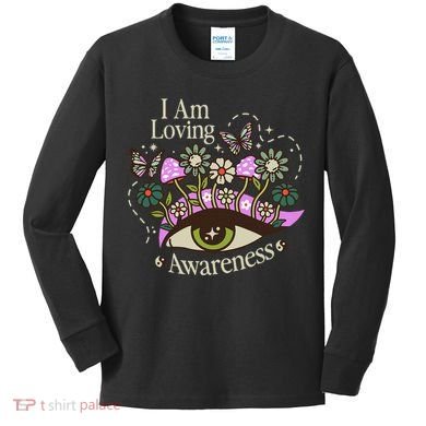 I Am Loving Awareness Ram Dass Mantra Mandala Kids Long Sleeve Shirt