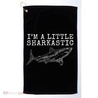 Im A Little Sharkastic Funny Shark Sarcastic Golf Towel thumb 0