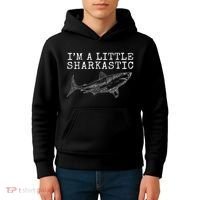Im A Little Sharkastic Funny Shark Sarcastic Kids Hoodie thumb 4