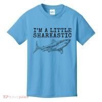 Im A Little Sharkastic Funny Shark Sarcastic Kids T-Shirt thumb 0