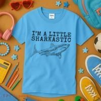 Im A Little Sharkastic Funny Shark Sarcastic Kids T-Shirt thumb 3