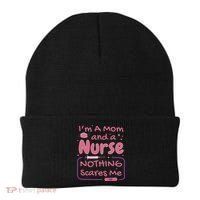 I'm A Mom And A Nurse Nothing Scares Me Funny Beanie thumb 0
