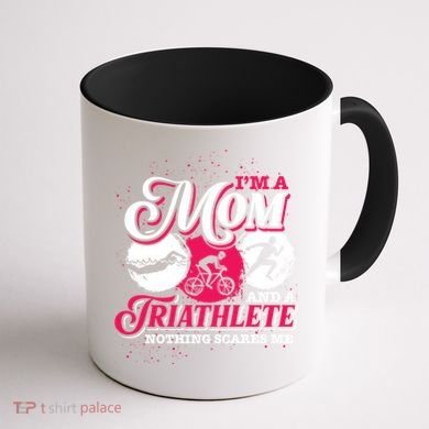 Im A Mom And A Triathlete Triathlon Cute Gift Coffee Mug back
